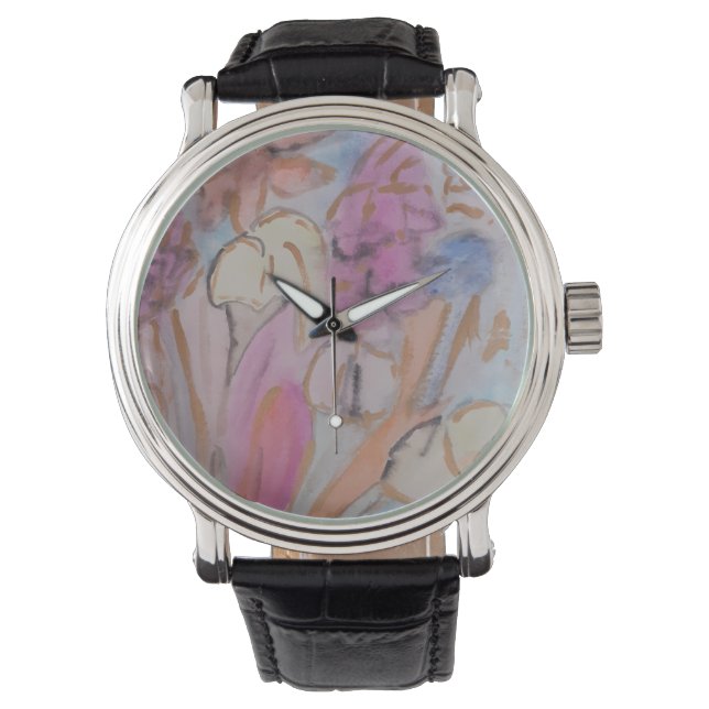Abstrakte Pastell Floral Armbanduhr (Vorderseite)
