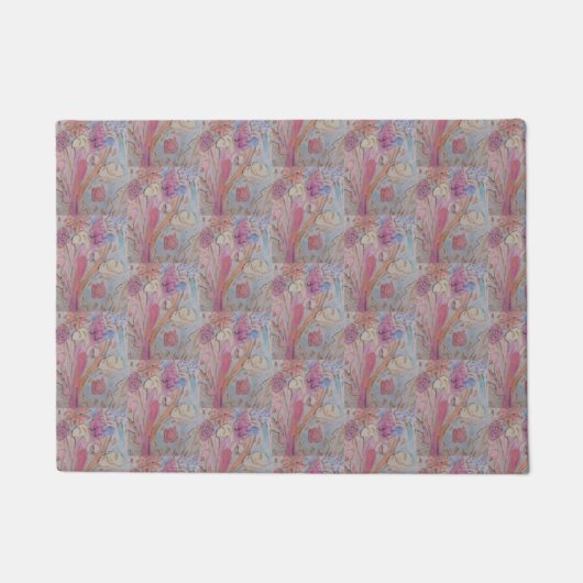 Abstrakte Pastell Floral Fußmatte (Vorderseite)
