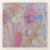 Abstrakte Pastell Floral Glasuntersetzer (Vorderseite)