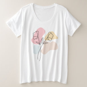 Abstrakte Pastell Floral Große Größe T-Shirt