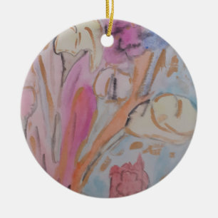 Abstrakte Pastell Floral Keramik Ornament