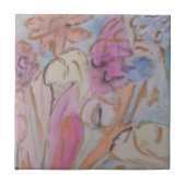Abstrakte Pastell Floral Keramik Tile Fliese (Vorderseite)