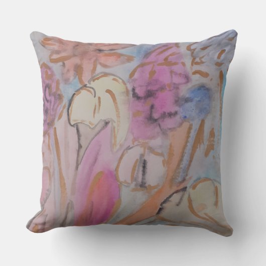 Abstrakte Pastell Floral Kissen (Vorderseite)