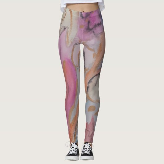 Abstrakte Pastell Floral Leggings (Vorderseite)