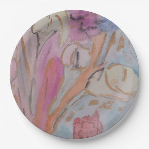 Abstrakte Pastell Floral Pappteller
