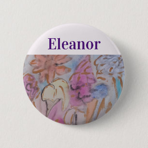 Abstrakte Pastell Floral Personalisiert Button