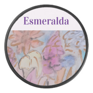 Abstrakte Pastell Floral Personalisiert Eishockey Puck