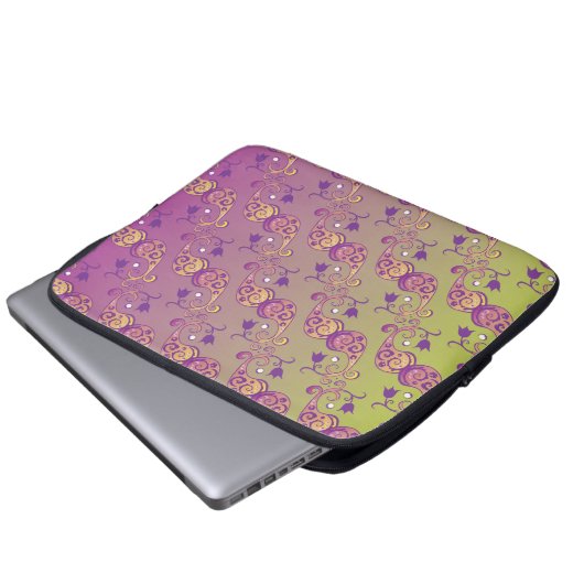 Abstrakte Pastell grün und rosa Paisley Floral Laptopschutzhülle (Vorne Knopf)