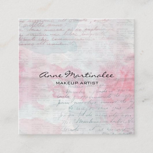 Abstrakte Pastell-Mischmedien-Collage Quadratische Visitenkarte (Vorderseite)