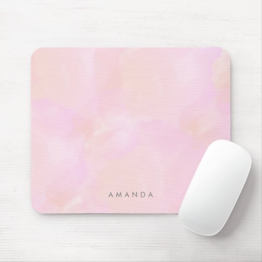 Abstrakte Pastell Pink Peach Wasserfarbe Persönlic Mousepad (Mit Mouse)