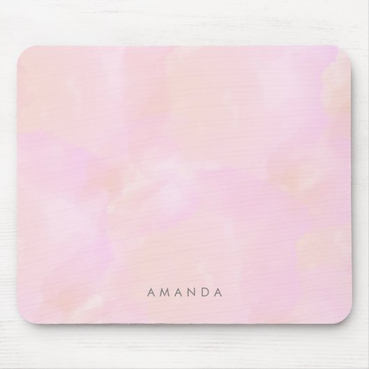 Abstrakte Pastell Pink Peach Wasserfarbe Persönlic Mousepad (Vorne)