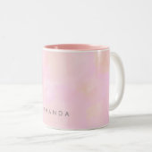 Abstrakte Pastell Pink Peach Wasserfarbe Persönlic Zweifarbige Tasse (VorderseiteRechts)