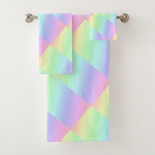 Abstrakte Pastell-Regenbogenfarben Badhandtuch Set (Insitu)