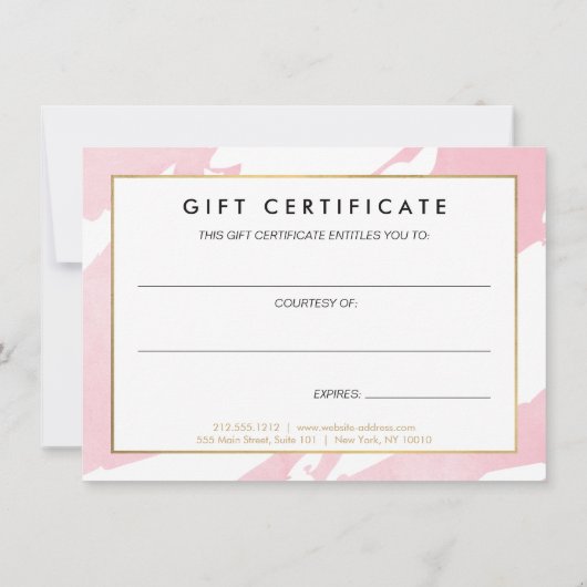 Abstrakte Pastell Rosa Pinselstriche Geschenkgutsc Mitteilungskarte (Rückseite)