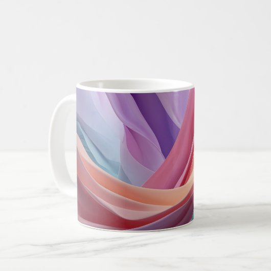 Abstrakte Pastell-Stoffwellen Kaffeetasse (Vorderseite Links)