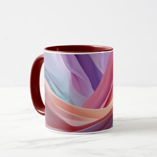 Abstrakte Pastell-Stoffwellen Tasse (Vorderseite Links)