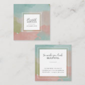 Abstrakte Pastell-Wasserfarben Makeup Artist Quadratische Visitenkarte (Vorne/Hinten)