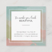 Abstrakte Pastell-Wasserfarben Makeup Artist Quadratische Visitenkarte (Rückseite)