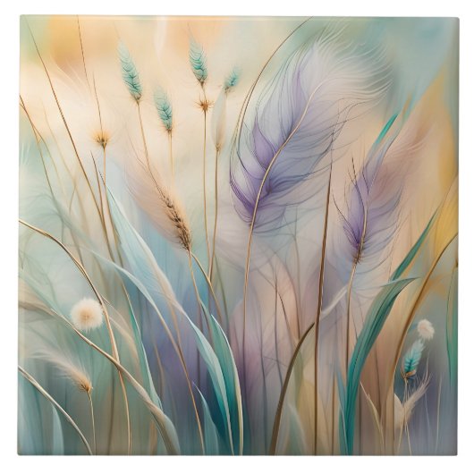 Abstrakte Pastell-Whisper, Gras III Fliese (Vorderseite)