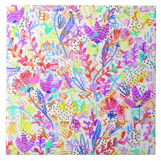 Abstrakte Pastellblumen Fliese (Vorderseite)