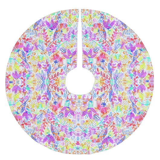 Abstrakte Pastellblumen Polyester Weihnachtsbaumdecke (Vorderseite)