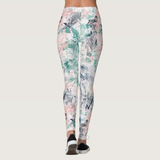 Abstrakte Pastelle Pinselstrichmuster Leggings (Rückseite)