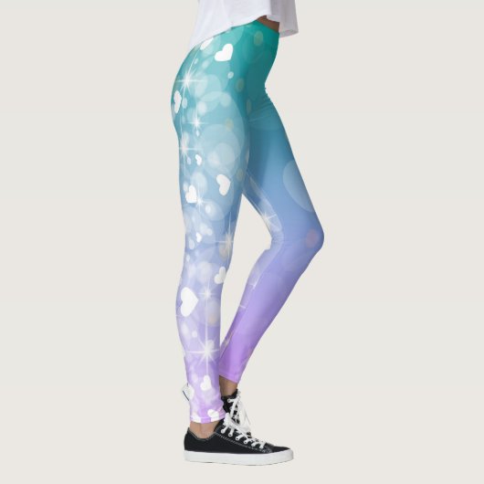 Abstrakte Pastelle und Herz Leggings (Rechts)