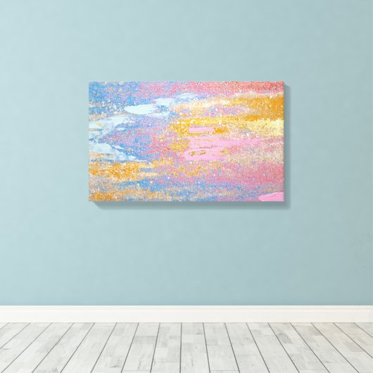 abstrakte Pastellfarbe Textur mit Goldflecken Leinwanddruck (Insitu (Holzboden))