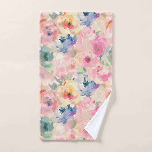 Abstrakte Pastellfarben Blume Blumenmuster Badhandtuch Set (Handtuch)