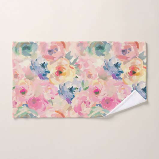Abstrakte Pastellfarben Blume Blumenmuster Badhandtuch Set (Handtuch)
