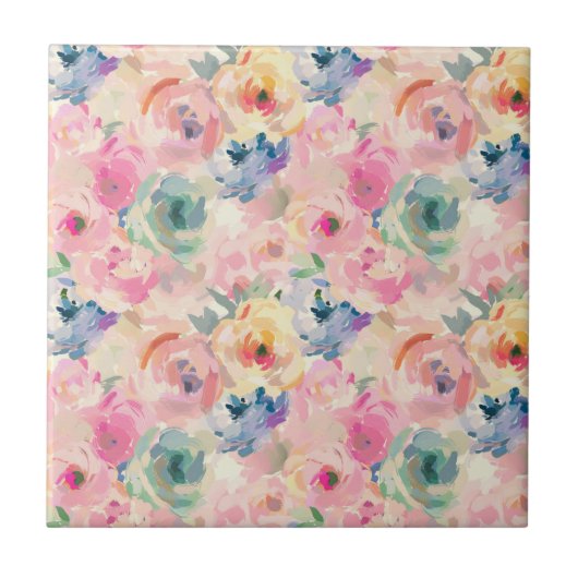 Abstrakte Pastellfarben Blume Blumenmuster Fliese (Vorderseite)