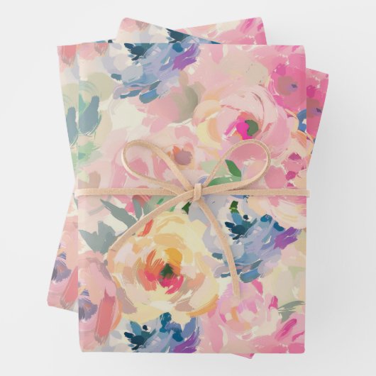 Abstrakte Pastellfarben Blume Blumenmuster Geschenkpapier Set (Beispiel)