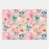 Abstrakte Pastellfarben Blume Blumenmuster Geschenkpapier Set (Vorderseite)