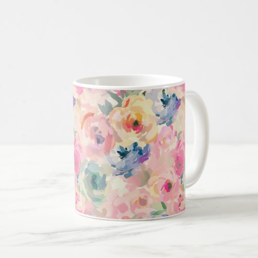 Abstrakte Pastellfarben Blume Blumenmuster Kaffeetasse (VorderseiteRechts)