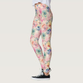 Abstrakte Pastellfarben Blume Blumenmuster Leggings (Links)