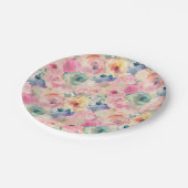 Abstrakte Pastellfarben Blume Blumenmuster Pappteller (Schrägansicht)