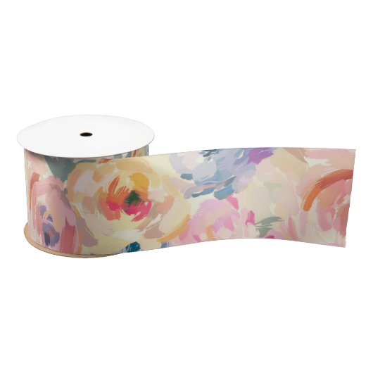 Abstrakte Pastellfarben Blume Blumenmuster Satinband (Spule)