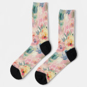 Abstrakte Pastellfarben Blume Blumenmuster Socken (Linkes Detail)