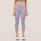 Abstrakte Pastellfarben Rasen Korallenriff Wasserf Capri Leggings (Vorderseite)