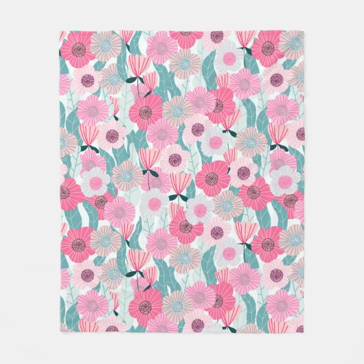 Abstrakte pastellfarbene Blumenmuster. Schöne Rosa Fleecedecke (Vorderseite)