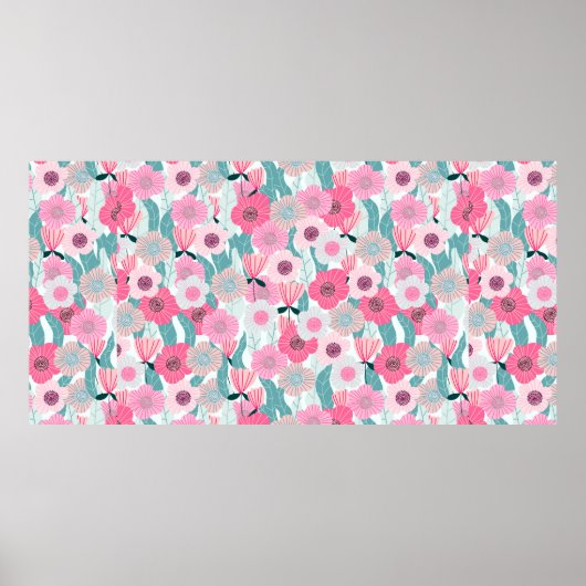 Abstrakte pastellfarbene Blumenmuster. Schöne Rosa Poster (Vorne)