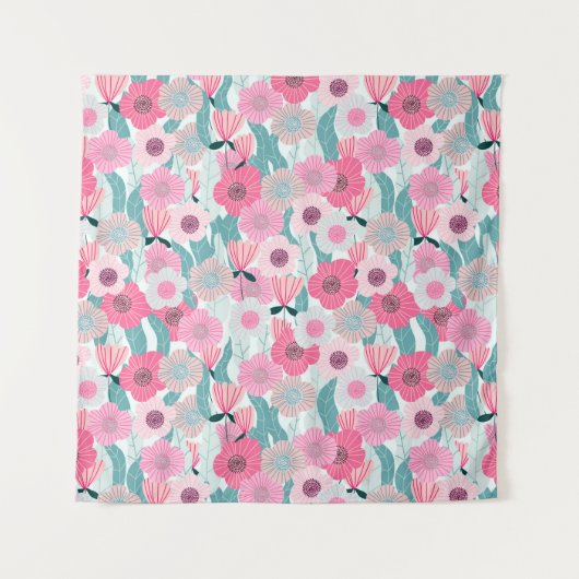 Abstrakte pastellfarbene Blumenmuster. Schöne Rosa Wandteppich (Vorderseite)
