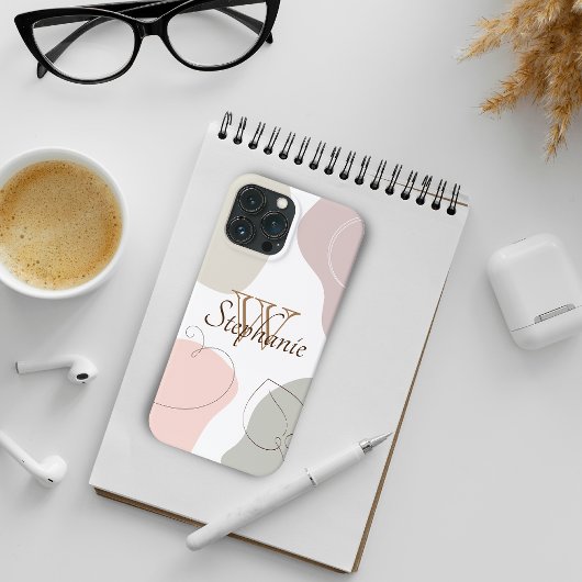 Abstrakte Pastellformen mit Name Monogram Case-Mate iPhone Hülle