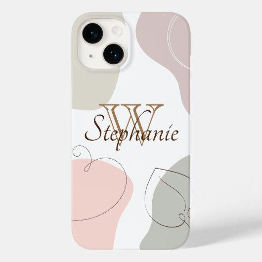 Abstrakte Pastellformen mit Name Monogram Case-Mate iPhone Hülle (Rückseite)
