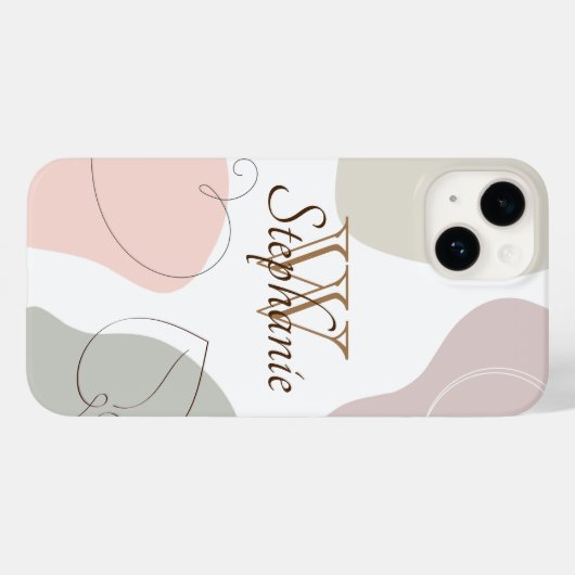 Abstrakte Pastellformen mit Name Monogram Case-Mate iPhone Hülle (Rückseite (Horizontal))