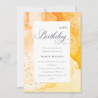 Abstrakte Pastellgelbe Orange jeden Geburtstag Einladung