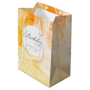 Abstrakte Pastellgelbe Orange jeden Geburtstag Mittlere Geschenktüte