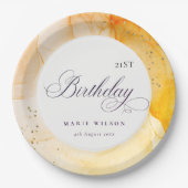 Abstrakte Pastellgelbe Orange jeden Geburtstag Pappteller (Vorderseite)