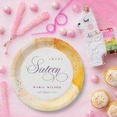 Abstrakte Pastellgelbe Orange Süße 16 Geburtstag Pappteller (Party)