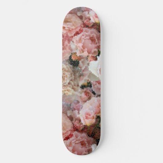 Abstrakte pastellrosa Rosa-Overlay-Pixelart Skateboard (Vorderseite)